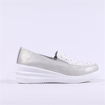 Heavenly Feet Diamante Detail Loafer - Silver